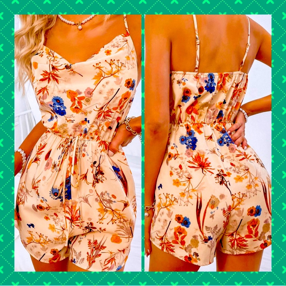 Cowl Neck Spaghetti Strap Romper